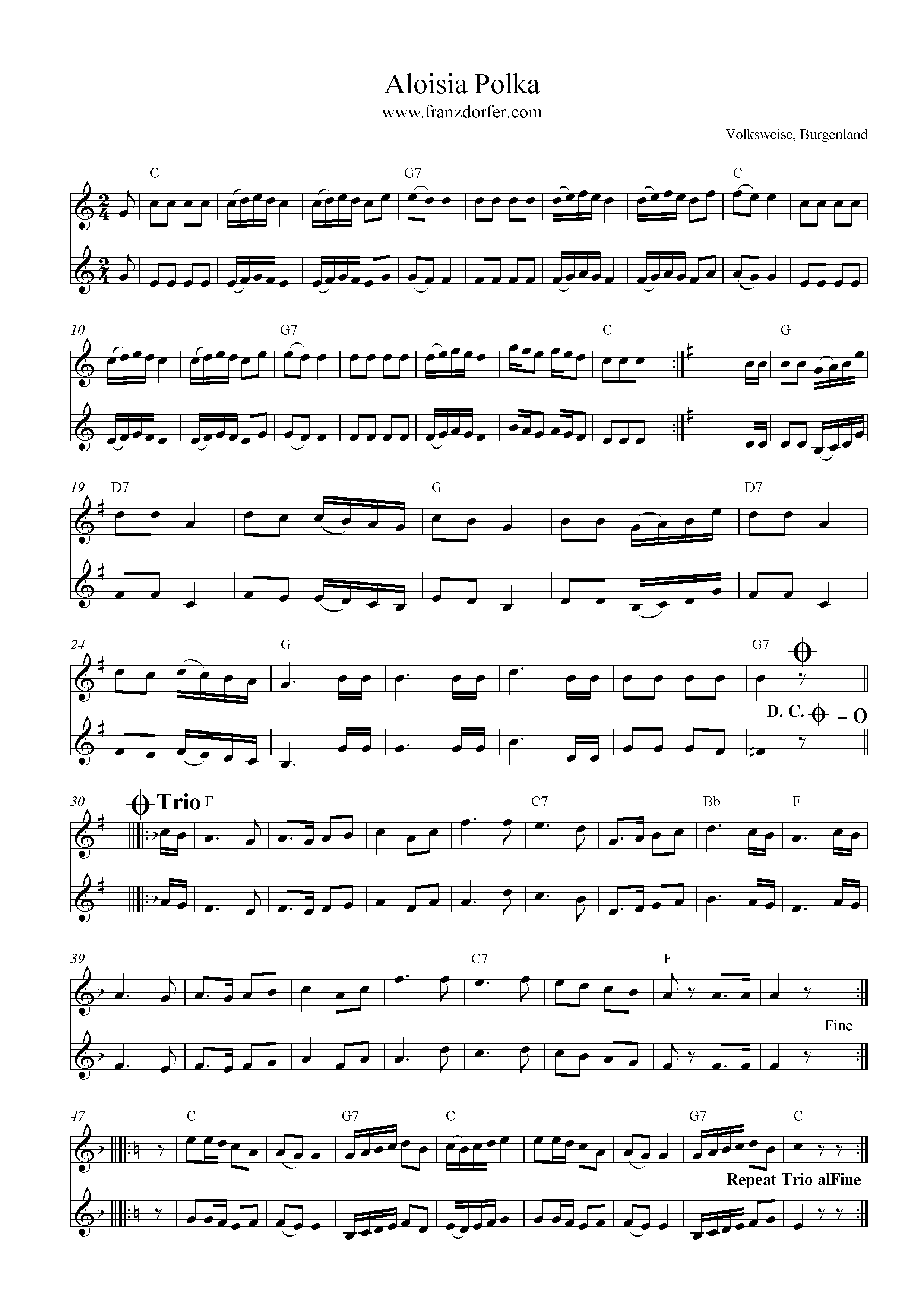 Aloisa Polka 2-stimmig, C-Dur